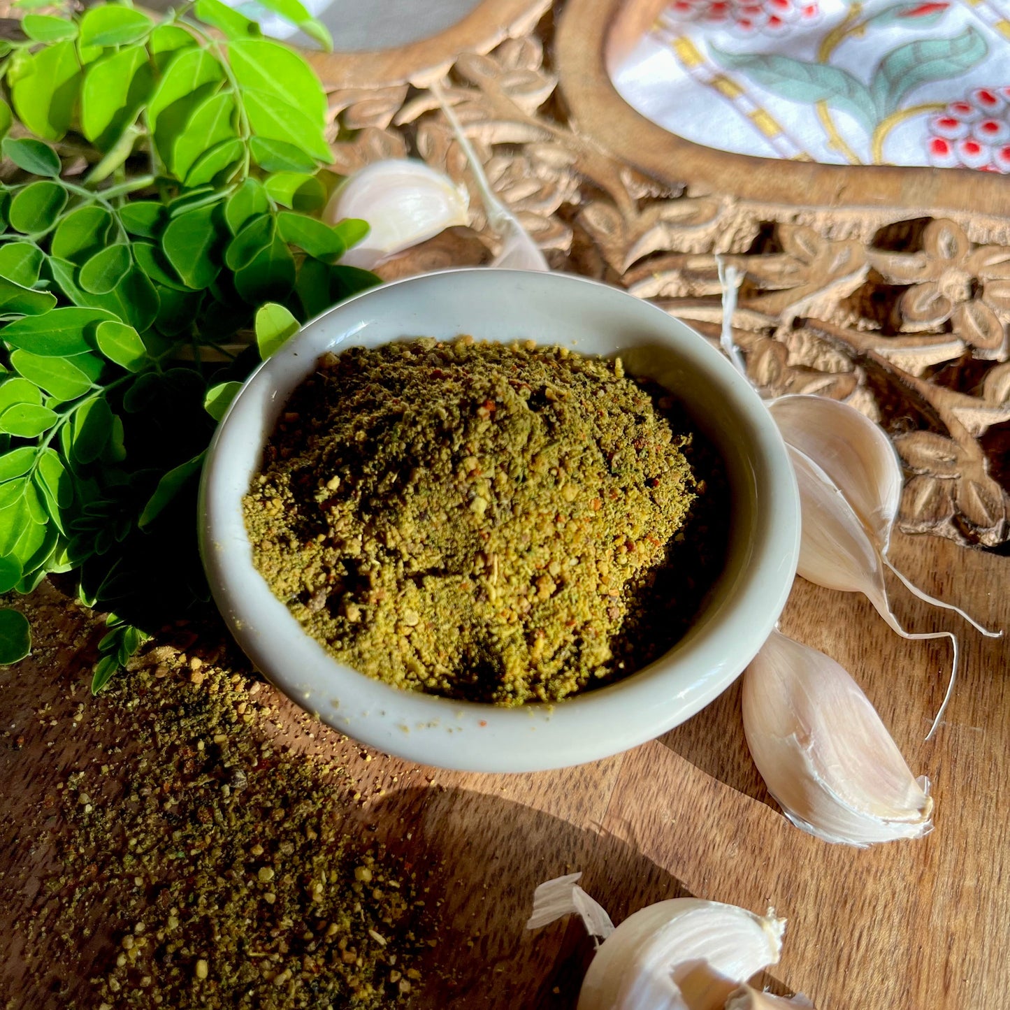 Moringa Leaves Powder for Rice, Idli, Dosa - with Garlic - 130 gms