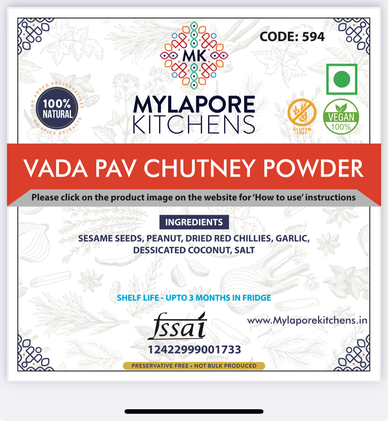 Vada Pav Chutney Powder -100 gms