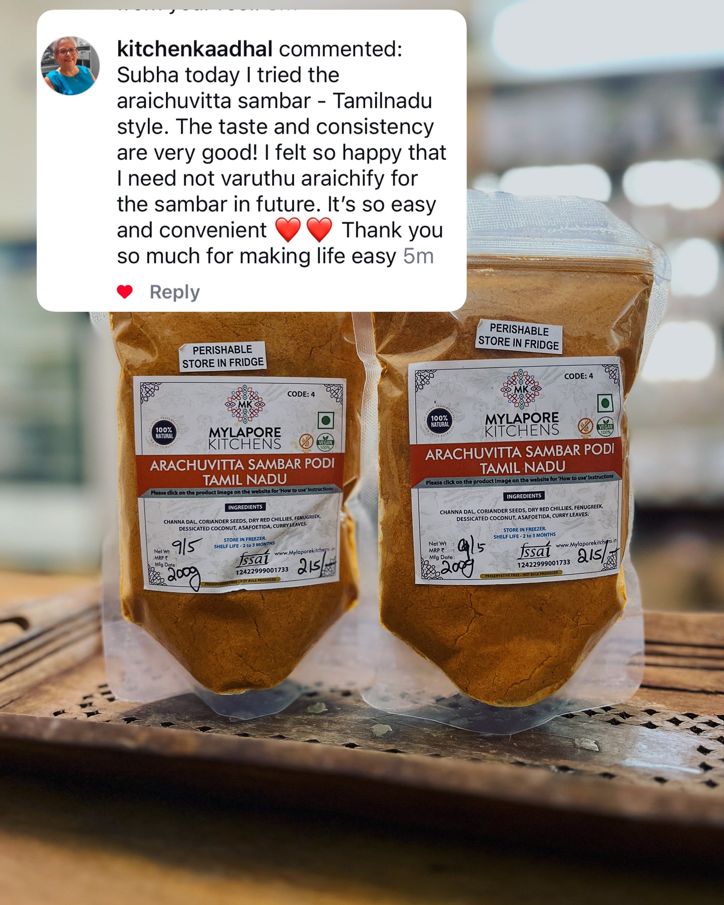 Arachuvitta Sambar Podi - 200 gms (Tamizhnadu style with less coconut)