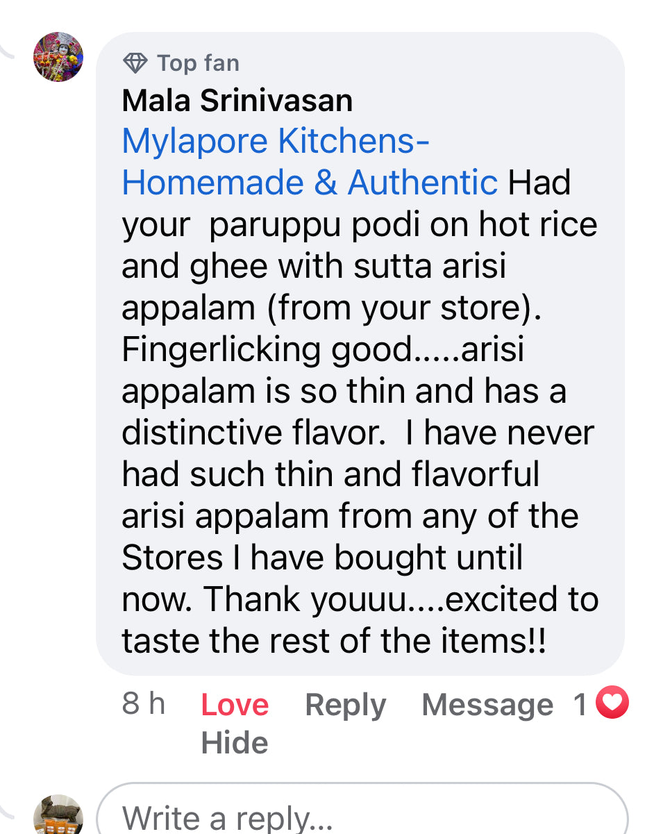 Hand made Arisi Appalam - ONLY IN STORE - 300 gms - FRAGILE AND CANNOT BE SHIPPED