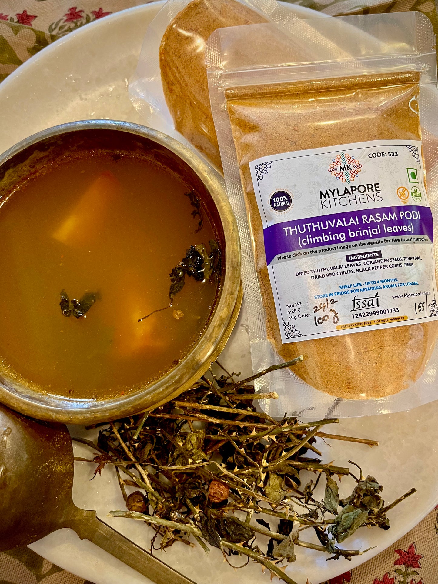 Thuthuvalai ( Climbing Brinjal) Rasam Podi - 100 gms