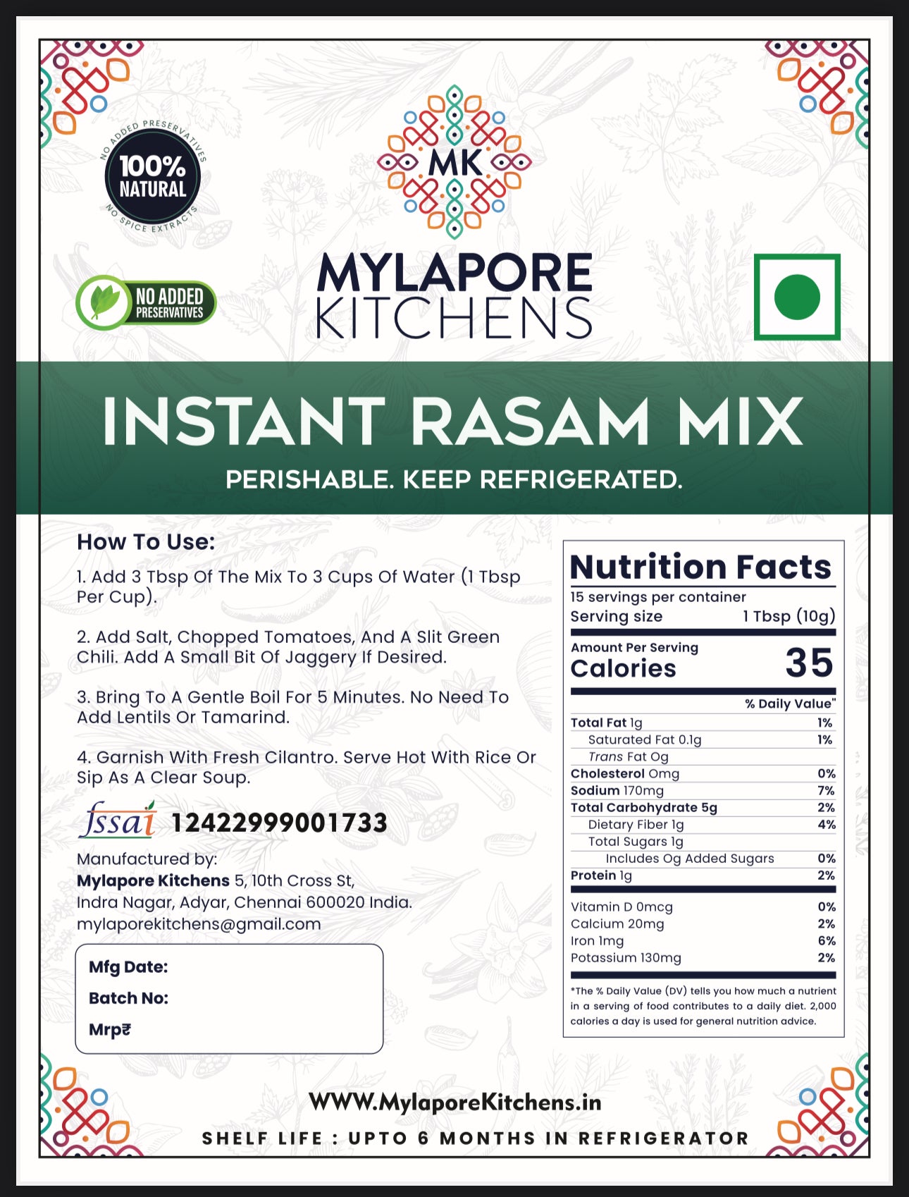 Instant Rasam Podi - 150 gms