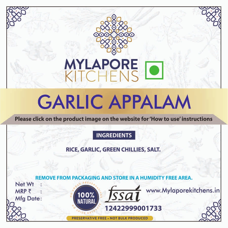Garlic Appalam - 200 gms - ONLINE ORDERS ONLY