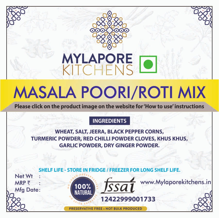 Masala Poori / Roti Mix - 500 gms - contains garlic