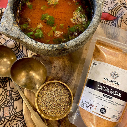 Omum Rasam Podi - 100 gms ( contains garlic )