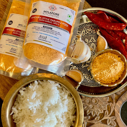 Andhra Style Paruppu Podi -150 gms (with Garlic, Spicy)