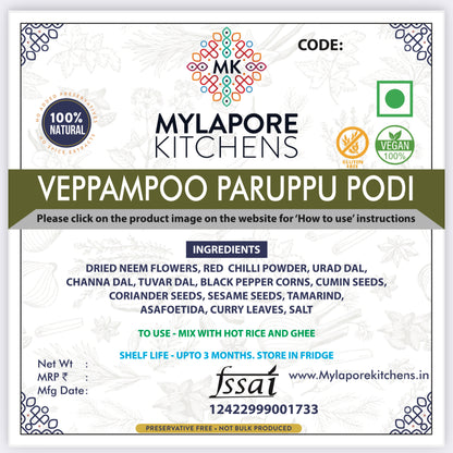 Veppampoo Paruppu Podi for rice -150 gms