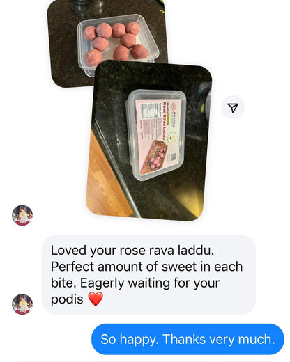 Rose Rava Laddu - 200 gms - fragile - READY TO SHIP