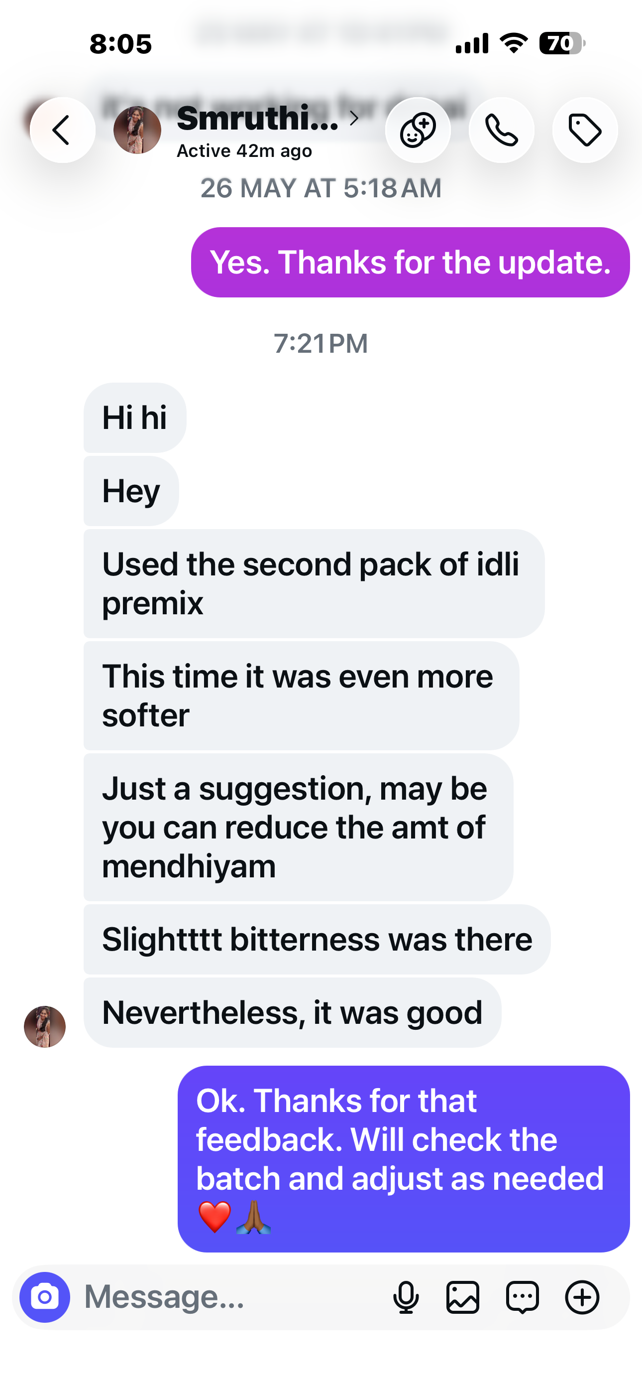 Idli premix - 250 gms