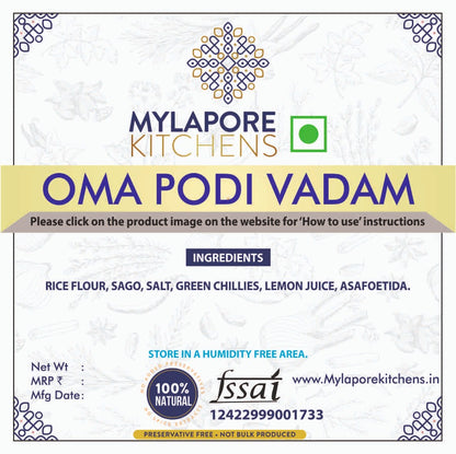 Green Chilli Oma Podi vadam - 200 gms - very fragile