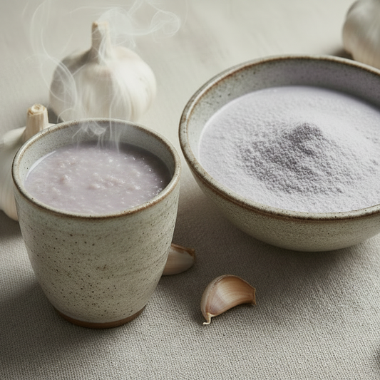 Black Rice Porridge Mix with Garlic - smooth creamy porridge with powder and garlic